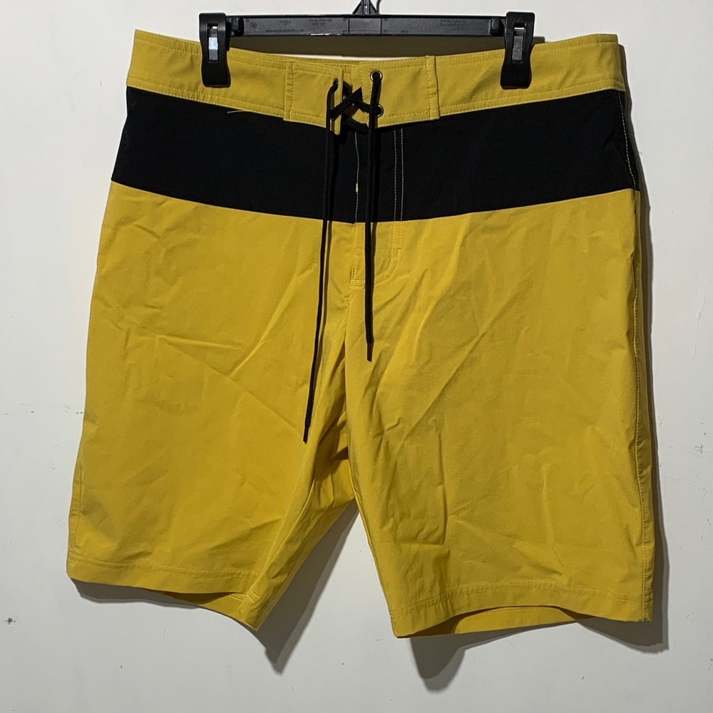 James Perse Two-Tone Yosemite Yellow and Black Swim Board Shorts